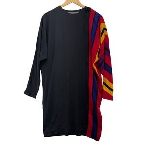 Vtg‎ Womens Linda Allard Ellen Tracy Silk Colorblock Stripe Dress Size 6